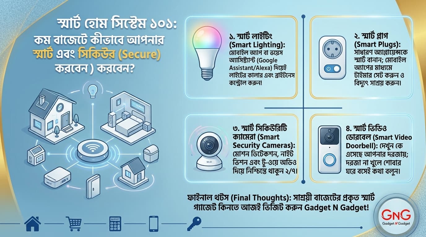 স্মার্ট হোম সিস্টেম ১০১: কম বাজেটে কীভাবে আপনার বাসাকে স্মার্ট এবং সিকিউর (Secure) করবেন?  URL Slug: