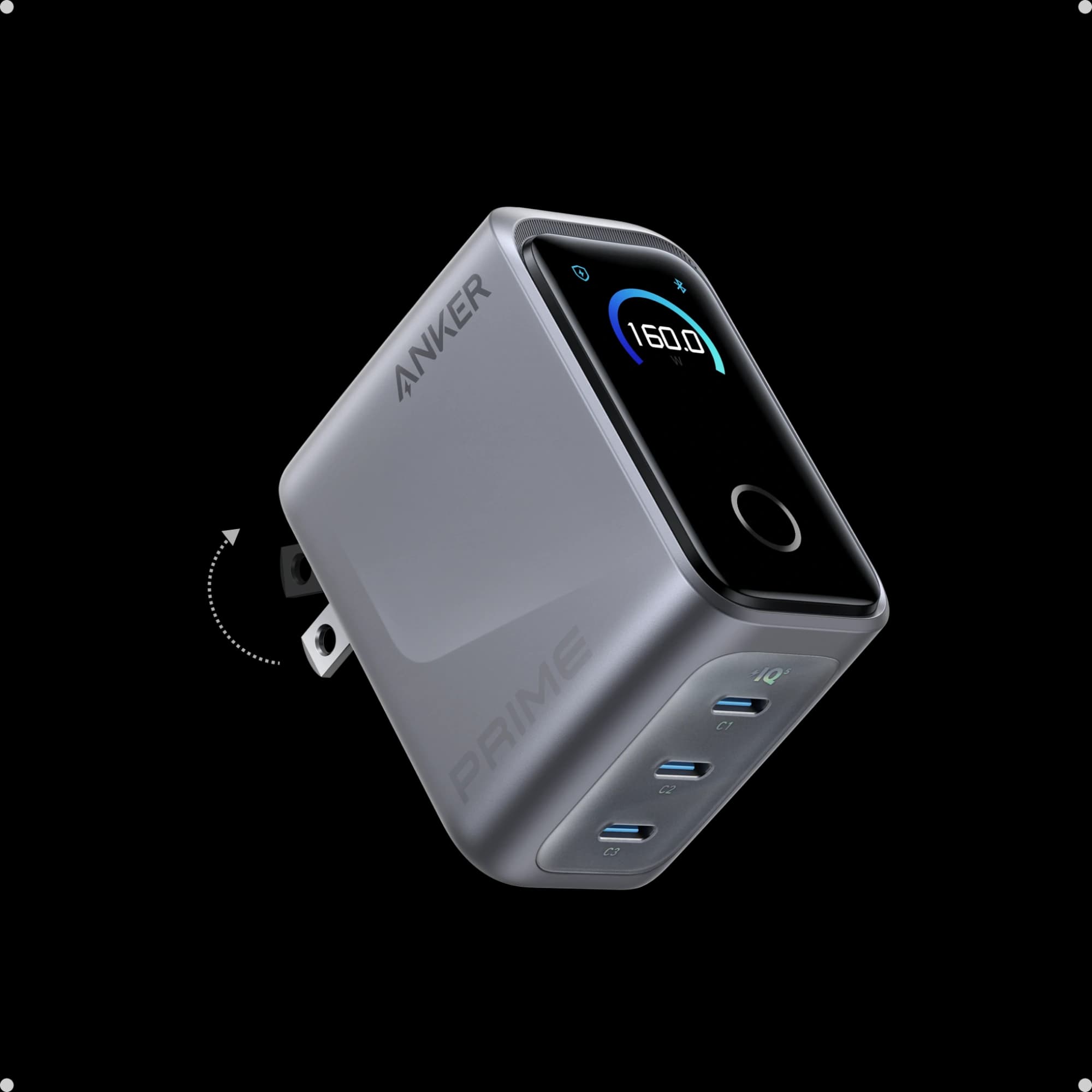 Anker Prime GaN 160W 3-Port Fast Charger with Smart Display