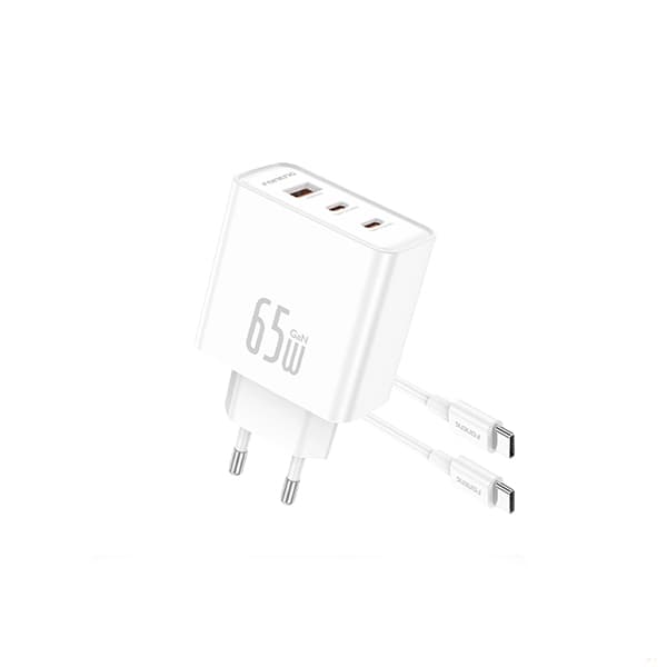 FONENG GaN50-EU 65W 3-Port Fast Charging Adapter with Type-C to Type-C Cable